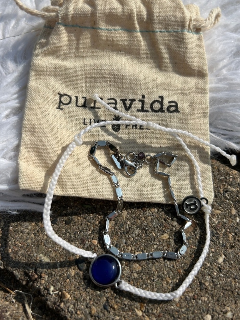 Pura Vida Set of Two Bracelets - White Mood Bracelet and Dainty Silver Chain